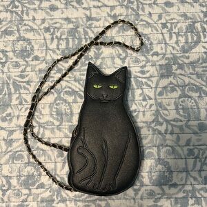 COPY - Black cat leather purse